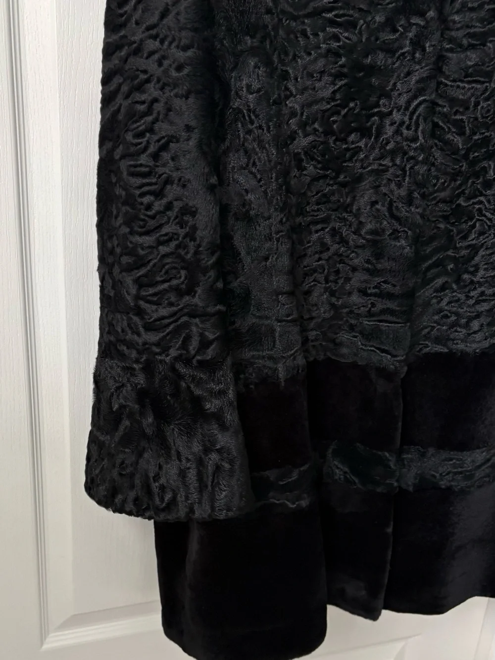Black Persian Lamb Dress Coat trimmed in Black Mink